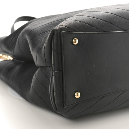 Chanel Calfskin Chevron Quilted Large Shopping Tote Black 7 of 15