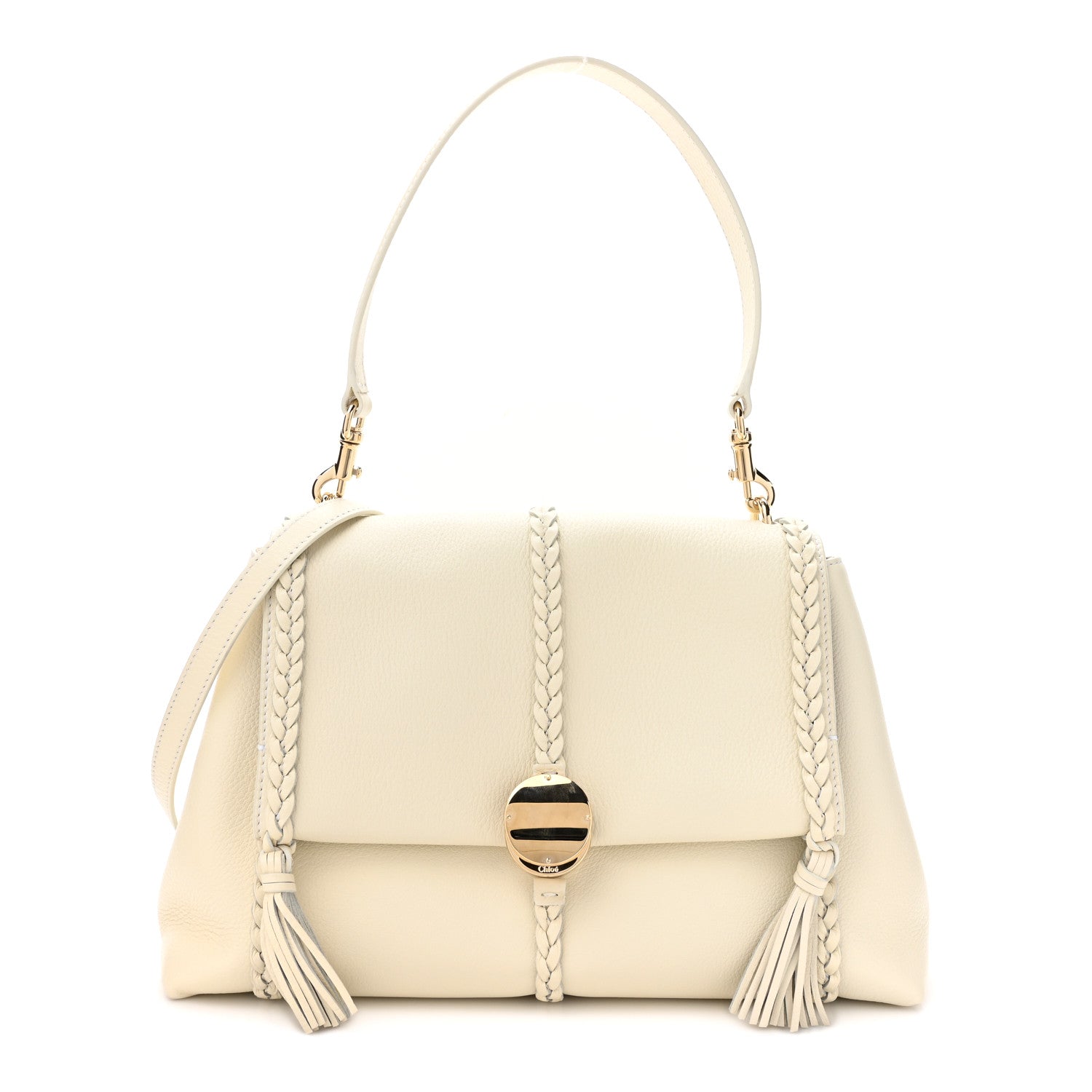 Chloe Grained Calfskin Medium Penelope Shoulder Bag White 1 of 11