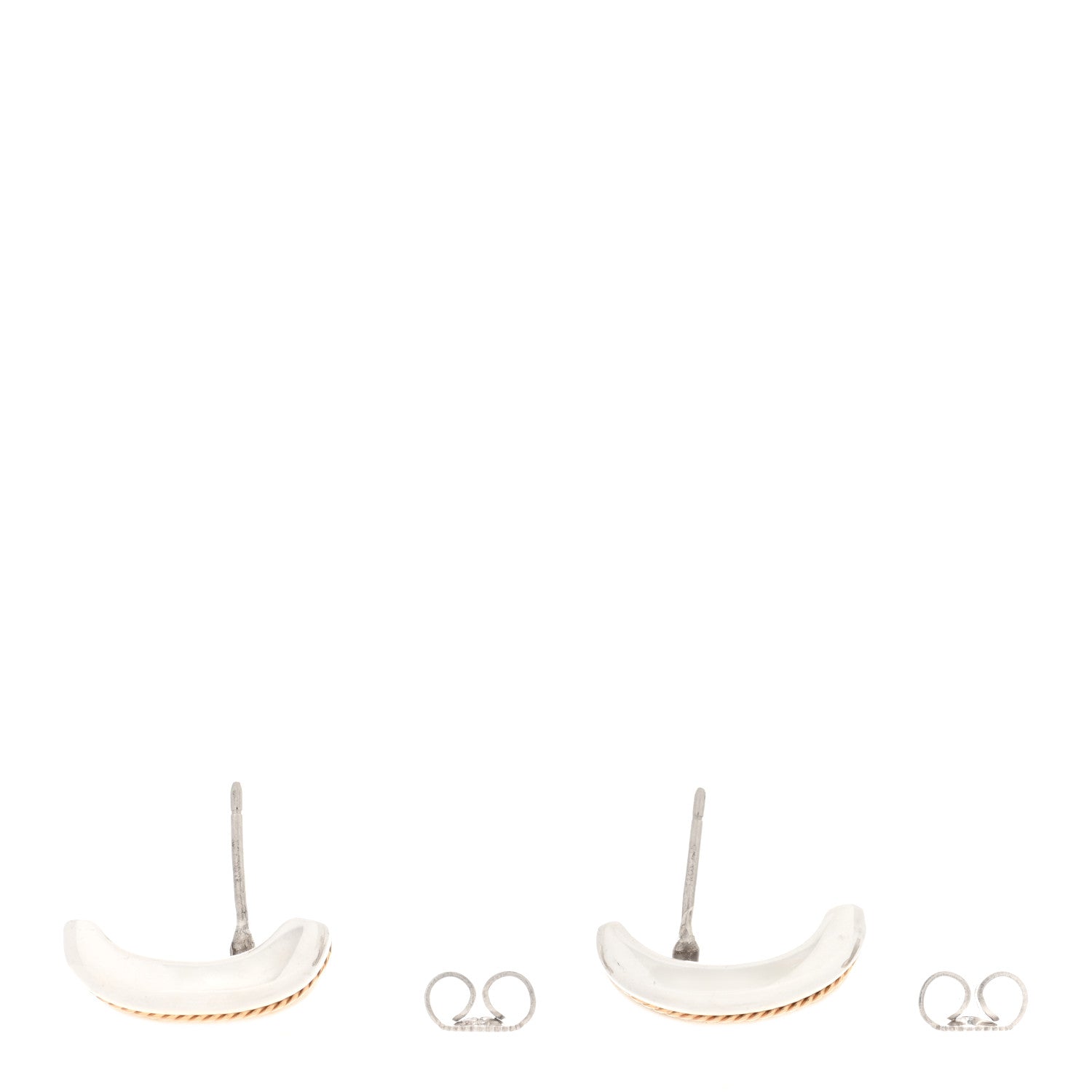 Tiffany Sterling Silver 14K Yellow Gold V Stud Earrings 3 of 6