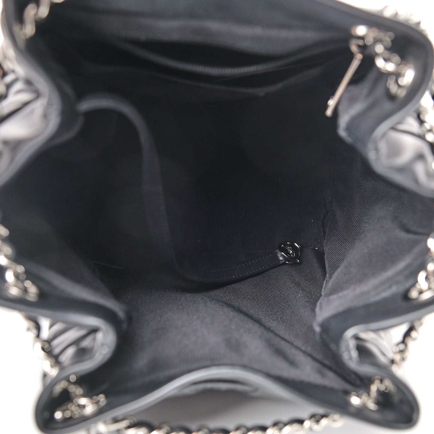 Calfskin Chevron Small Urban Spirit Drawstring Bag Black