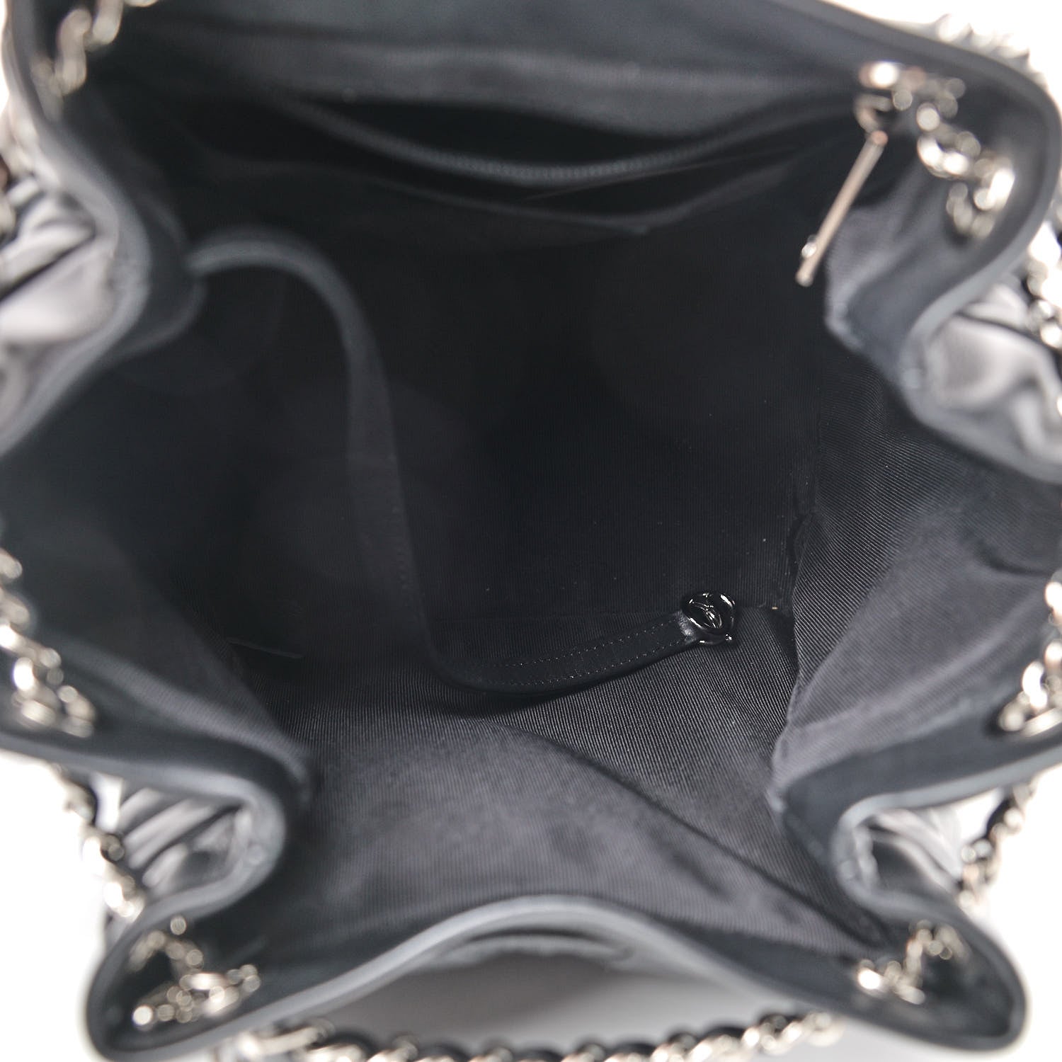 Chanel Calfskin Chevron Small Urban Spirit Drawstring Bag Black 5 of 9