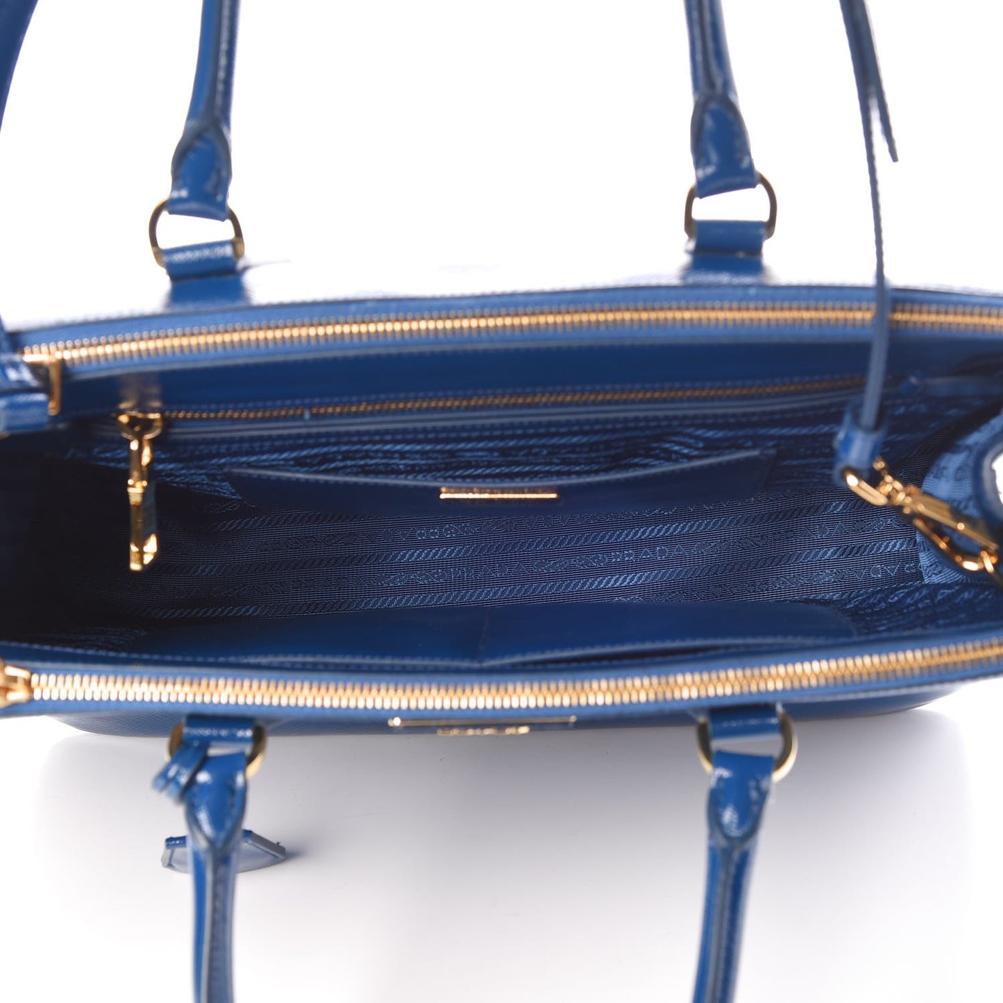 Saffiano Vernice Medium Galleria Double Zip Tote Cobalto