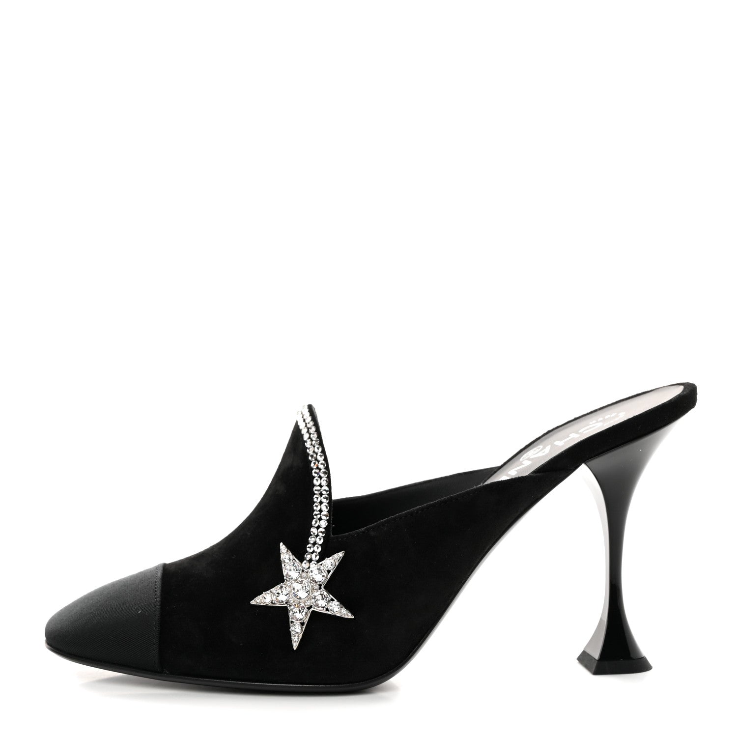 Chanel Suede Grosgrain Crystal Star Mules 40 Black 1 of 10