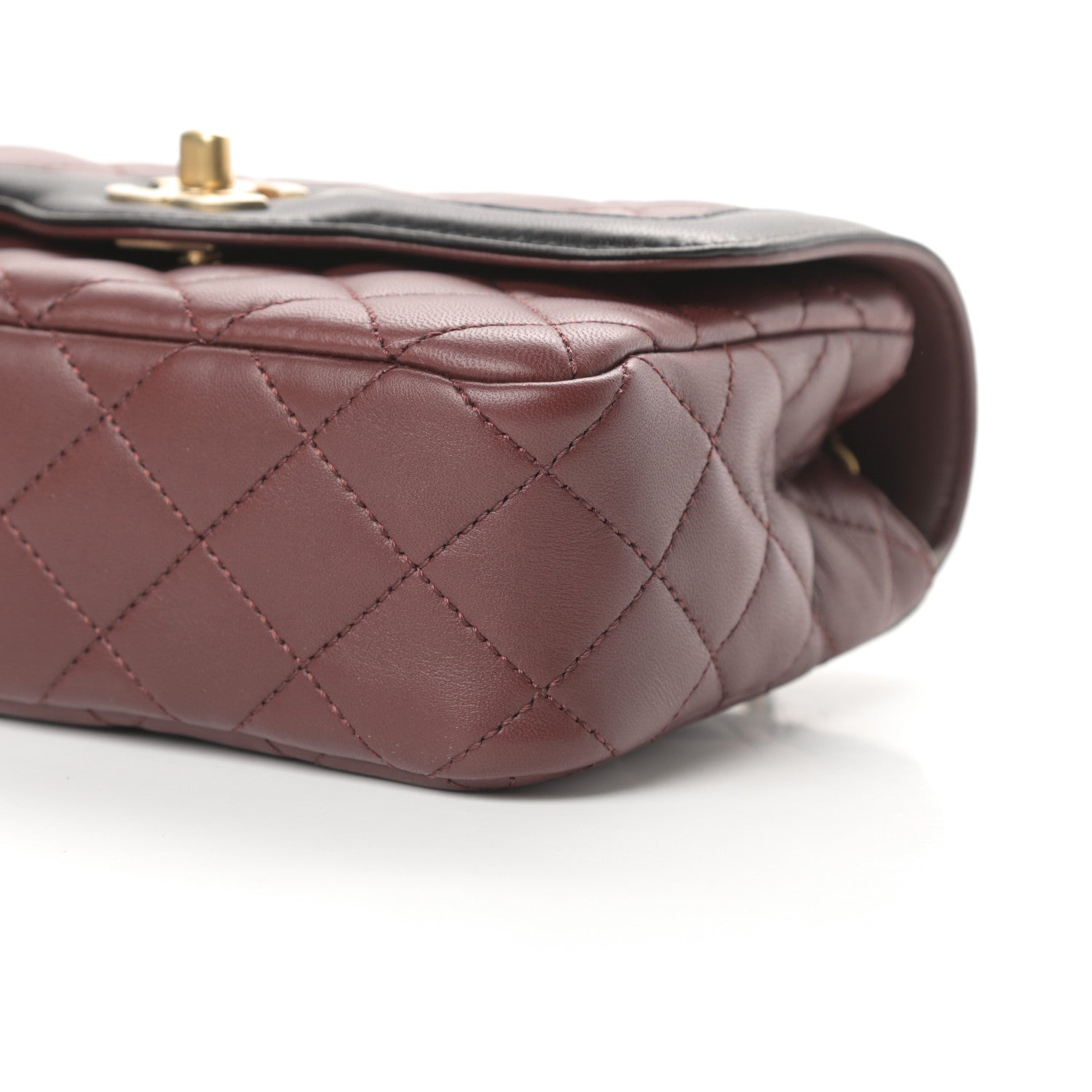 Chanel Lambskin Quilted Mini Two Tone Day Flap Burgundy 10 of 11