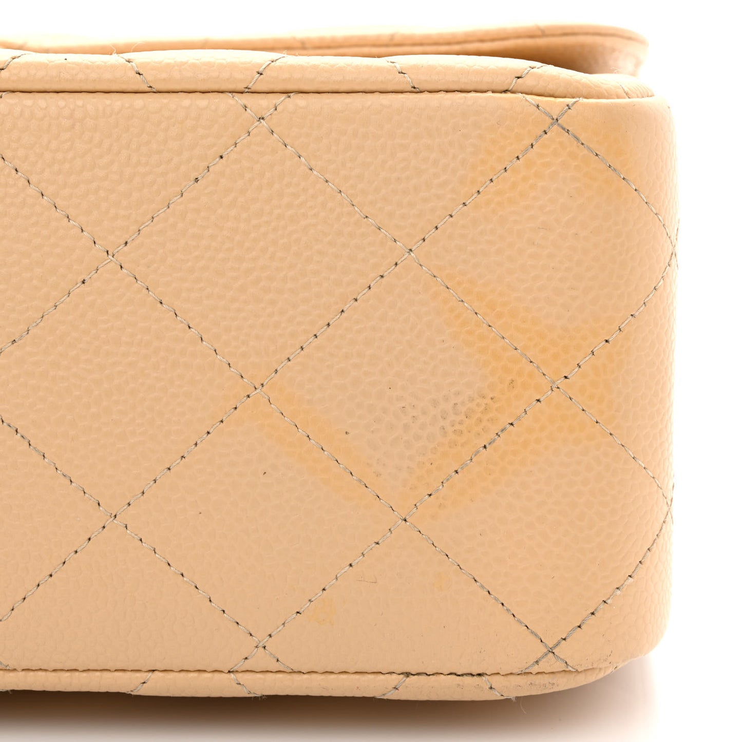 Caviar Quilted Jumbo Double Flap Beige