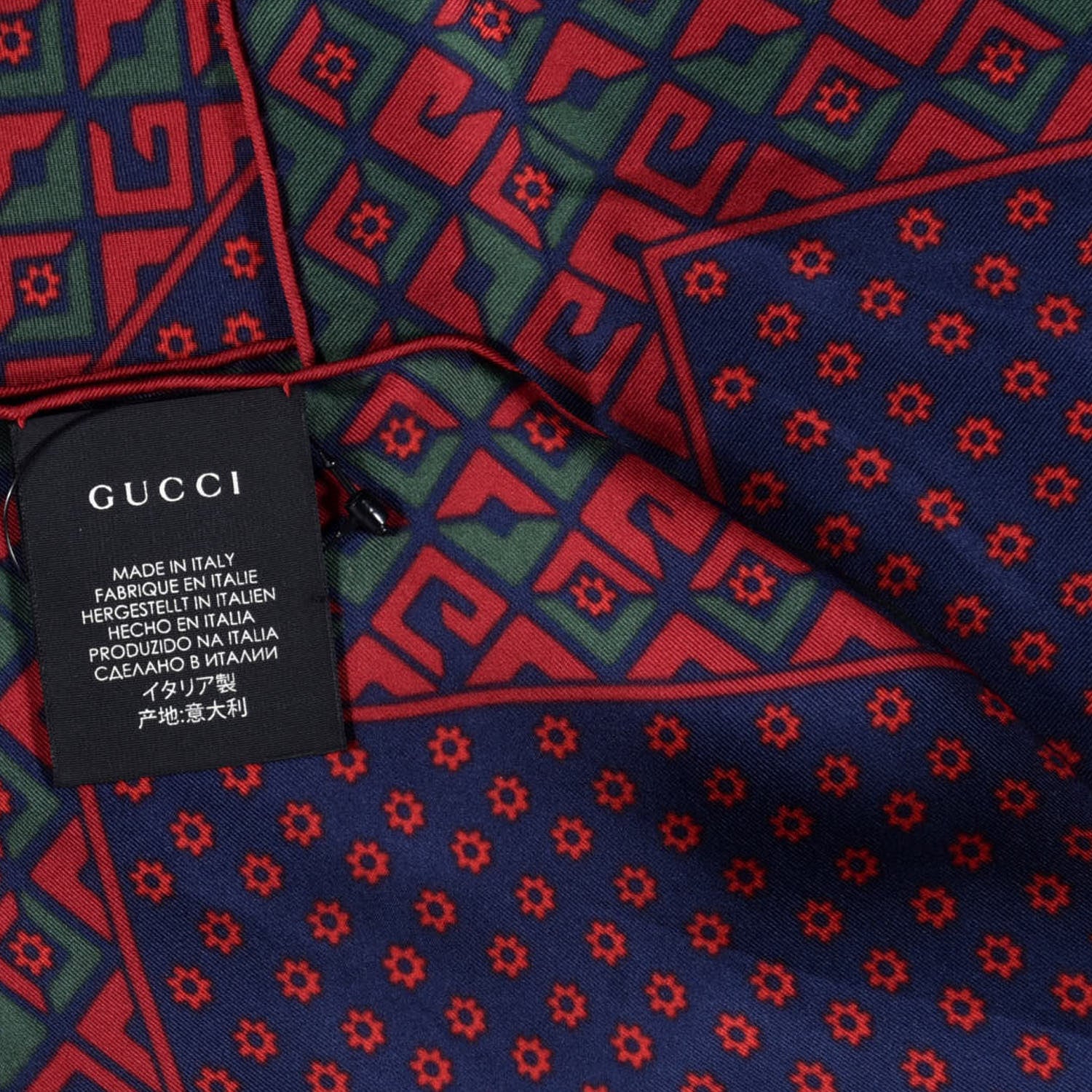 Gucci Silk Twill Plainmetric Square Scarf Sapphire Green 3 of 3