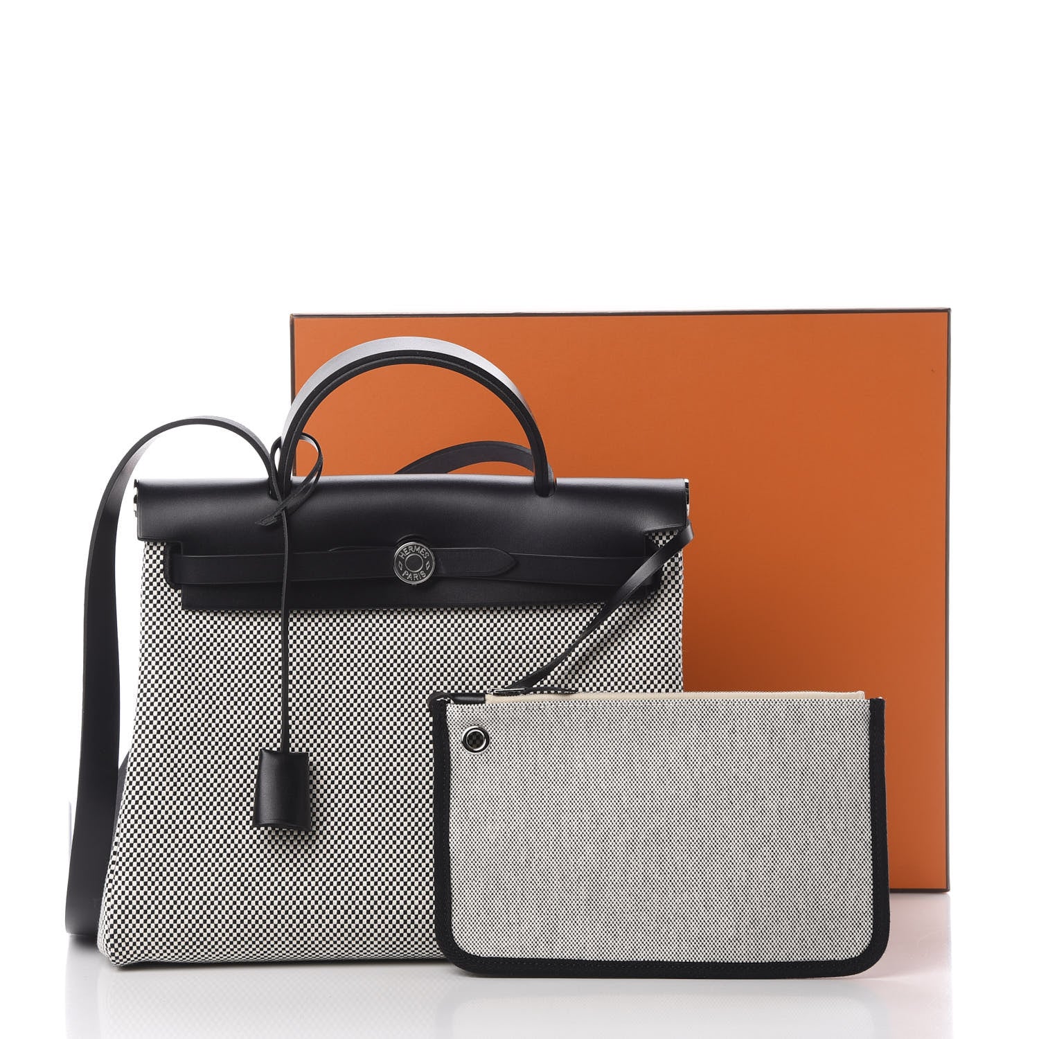 Hermes Vache Hunter Criss Viking Herbag Zip Retourne 31 PM Ecru Black 13 of 13