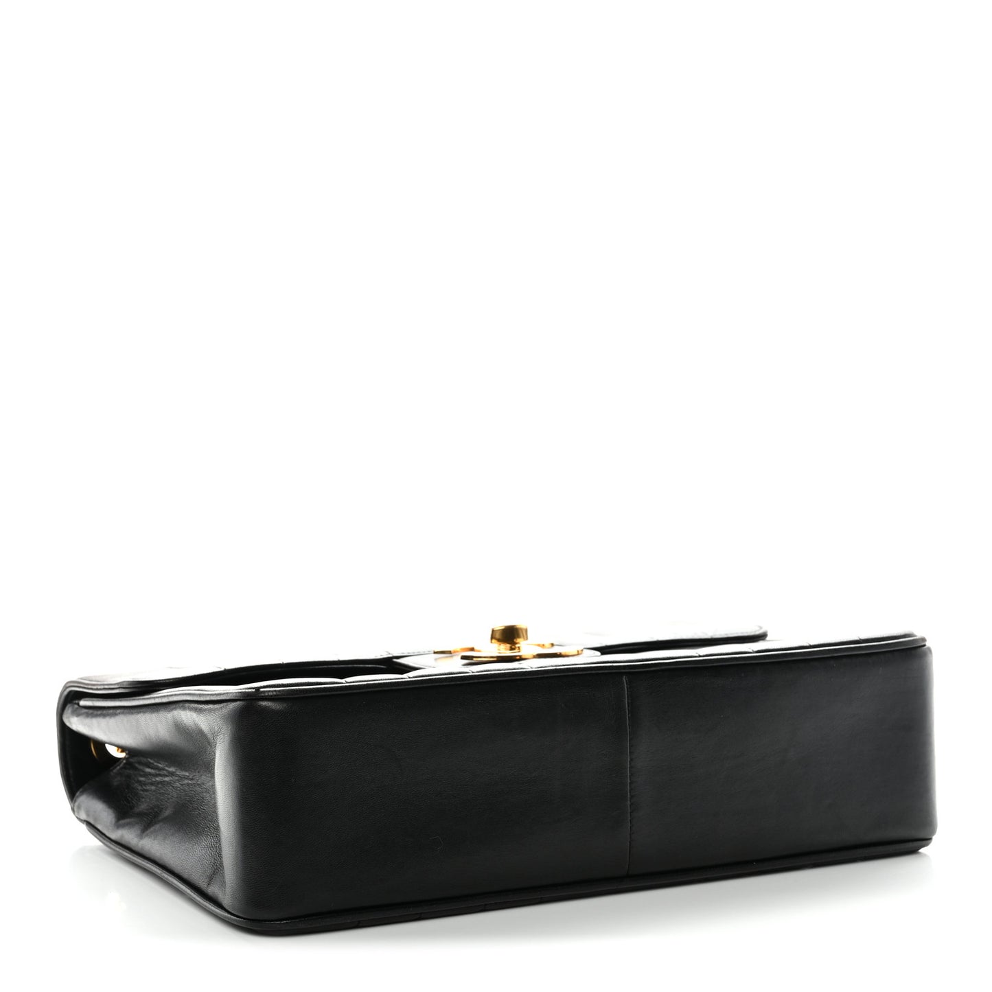 Lambskin Vertical Quilt Jumbo Single Flap Black