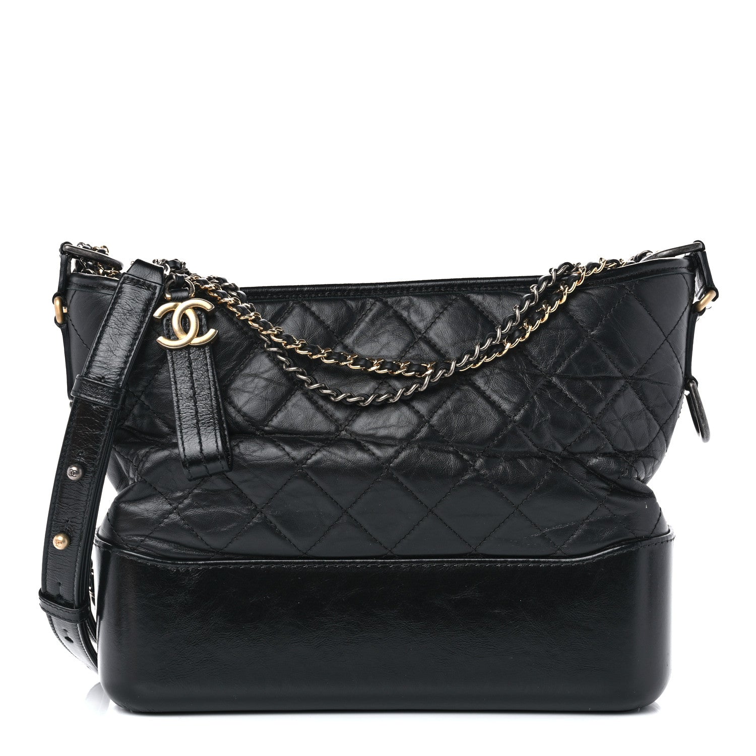 Chanel Aged Calfskin Quilted Medium Gabrielle Hobo Black 1 of 11