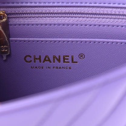 Chanel Lambskin Chevron Quilted Mini Rectangular Flap Purple 5 of 10