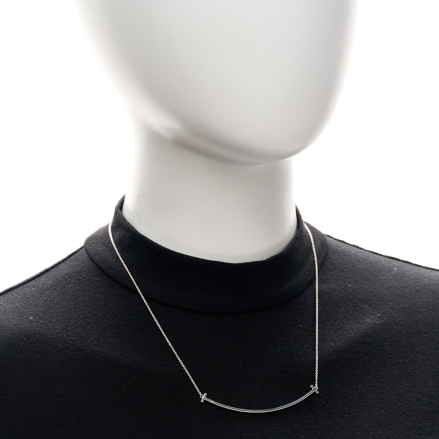 Tiffany Sterling Silver Large T Smile Pendant Necklace 2 of 5