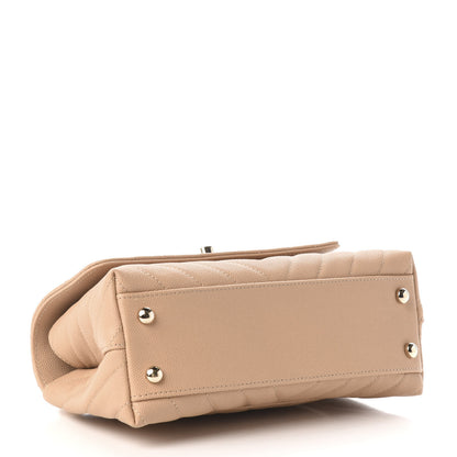 Chanel Caviar Chevron Quilted Mini Coco Handle Flap Beige 4 of 10
