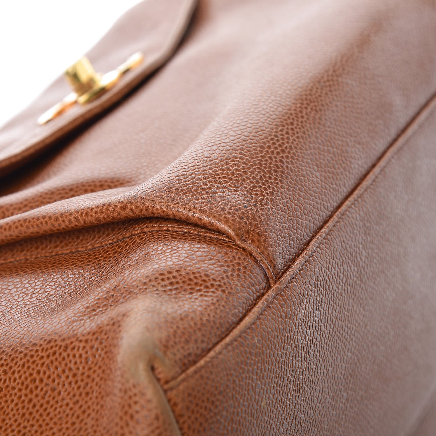 Caviar Flap Shoulder Bag Brown