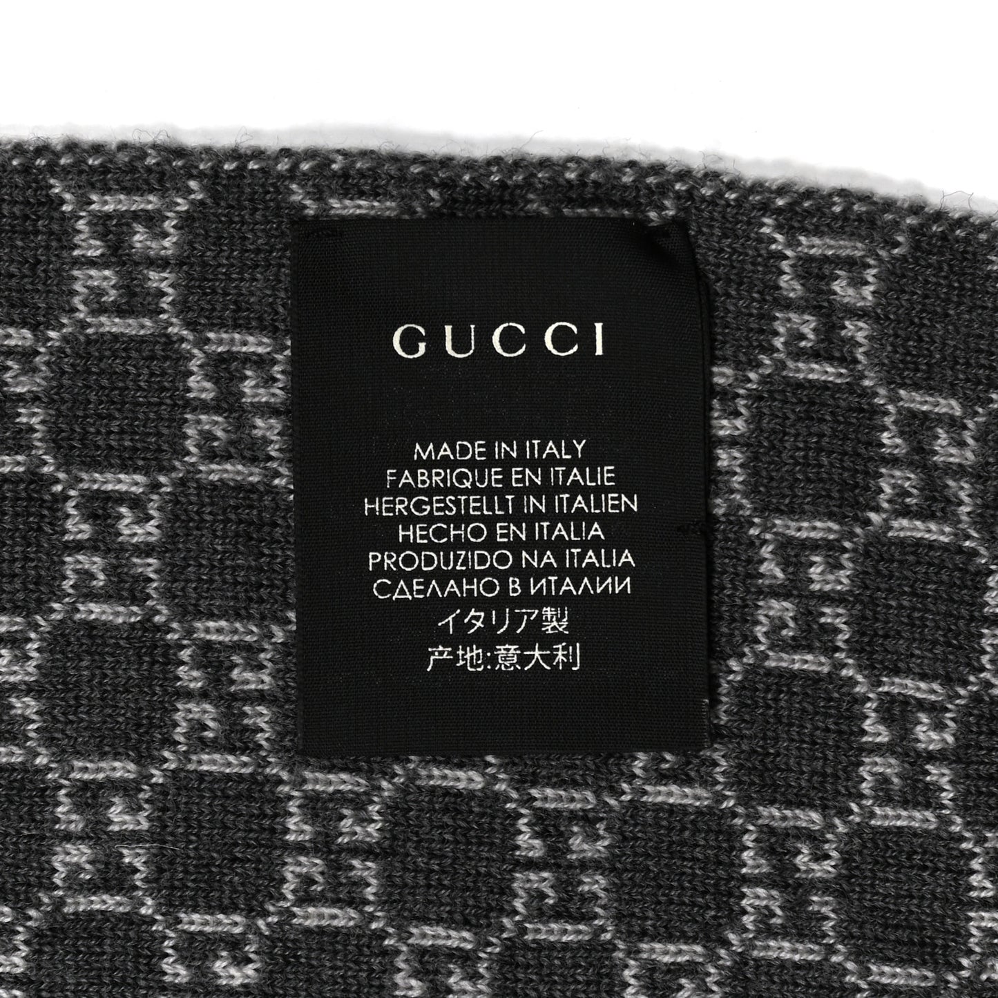 Wool Tricot GG Monogram Web New Lunicart Scarf Zinc Medium Grey