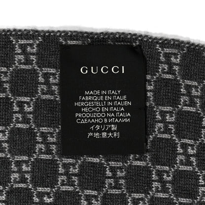 Gucci Wool Tricot GG Monogram Web New Lunicart Scarf Zinc Medium Grey 3 of 3