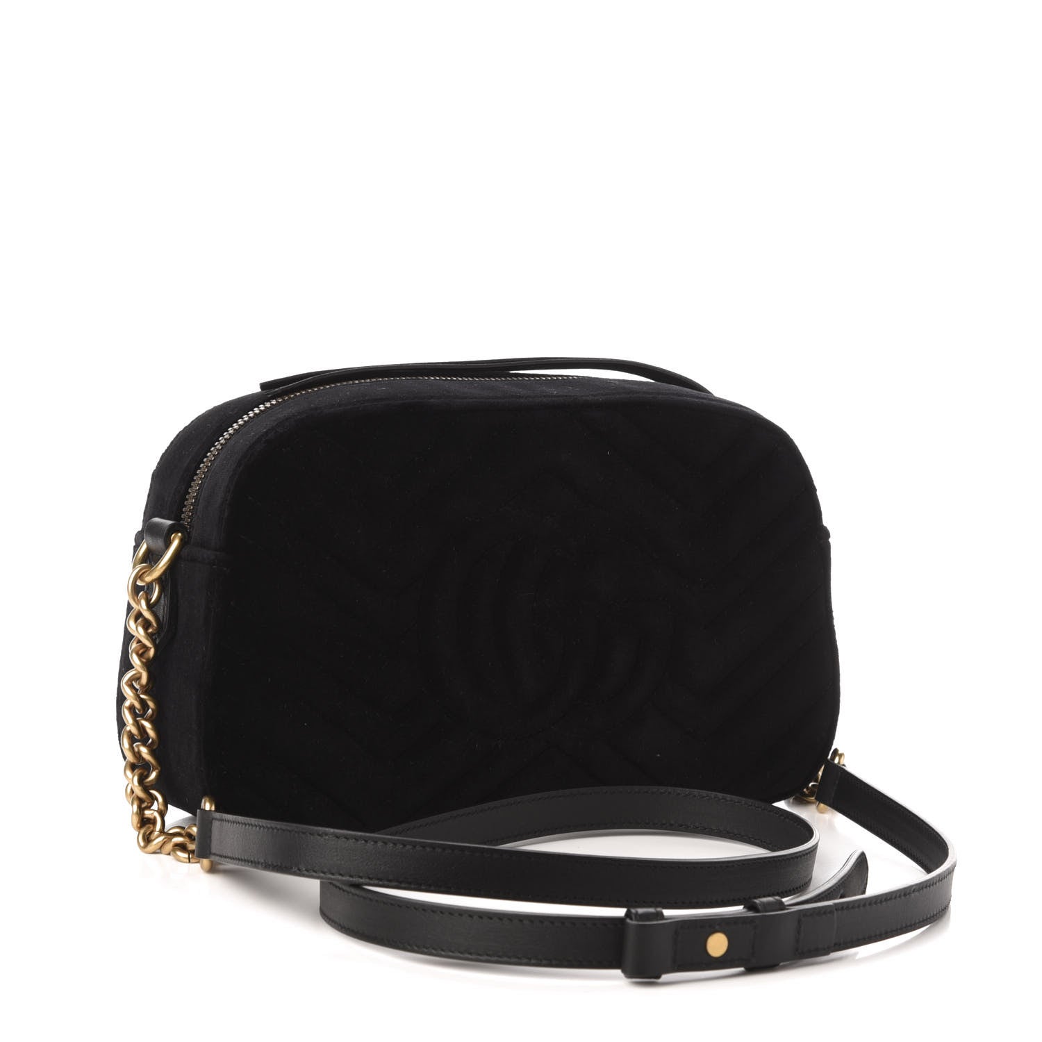 Gucci Velvet Matelasse Crystal Star Embroidered Small GG Marmont Chain Shoulder Bag Black 3 of 11
