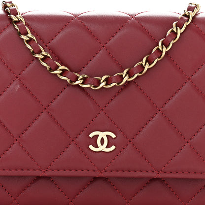 Chanel Lambskin Quilted Wallet On Chain WOC Burgundy 9 of 12