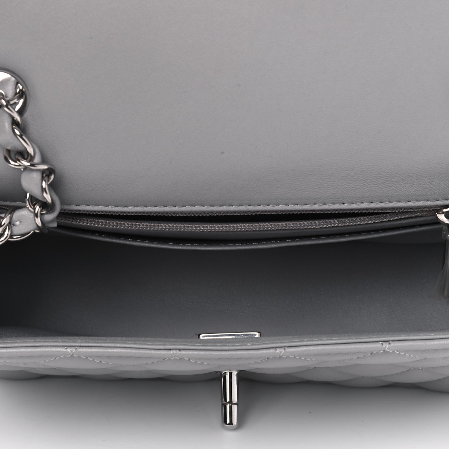 Chanel Lambskin Quilted Mini Rectangular Flap Grey 4 of 4