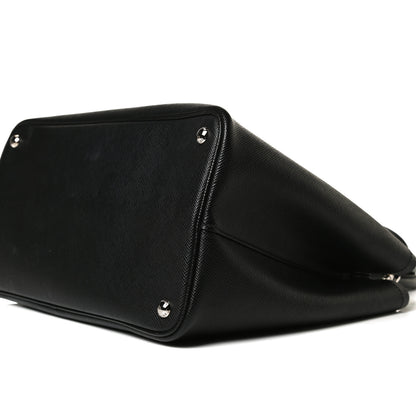 Prada Saffiano Cuir Large Double Bag Black Mughetto 9 of 13