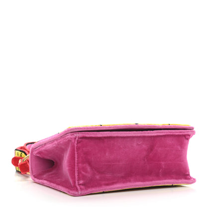 Prada Velluto Ricamo Cahier Shoulder Bag Fuxia 4 of 11