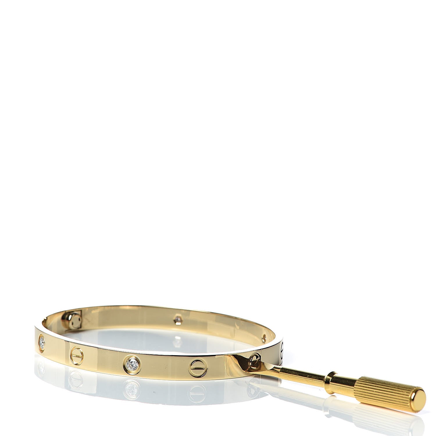 Cartier 18K Yellow Gold 4 Diamond LOVE Bracelet 18 4 of 8