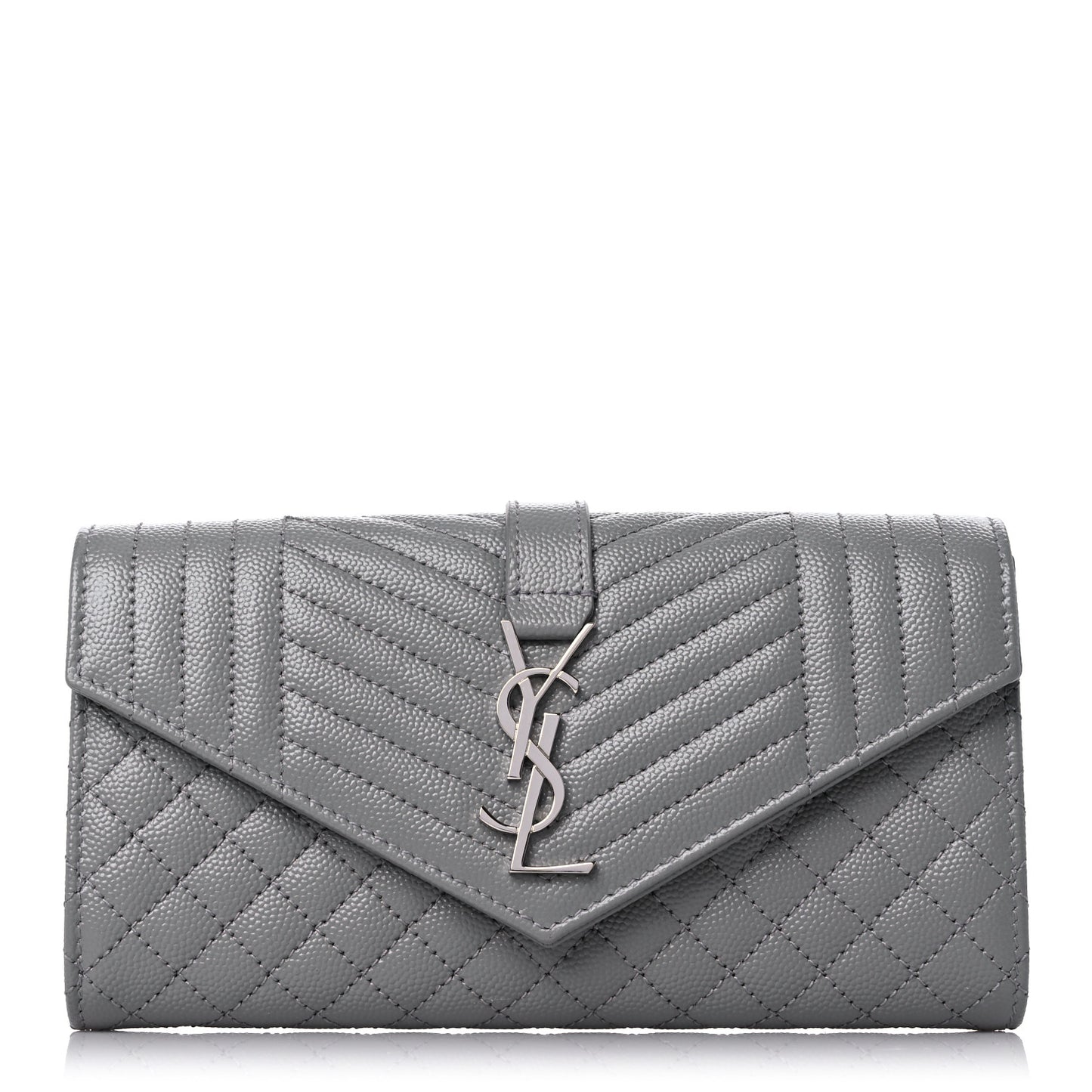 Grain De Poudre Mixed Matelasse Triquilt Large Monogram Wallet Stone