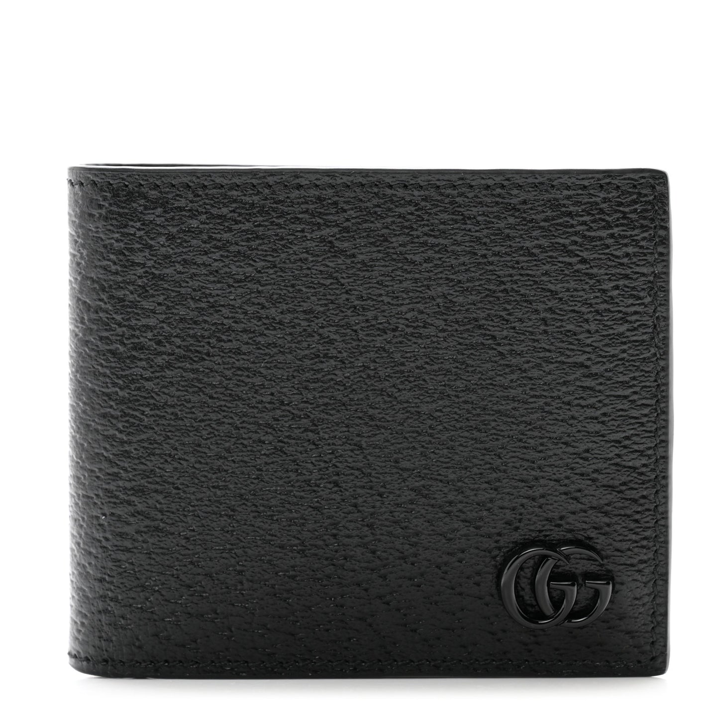 Calfskin Boar Effect Monochrome GG Marmont Bi-Fold Wallet Black