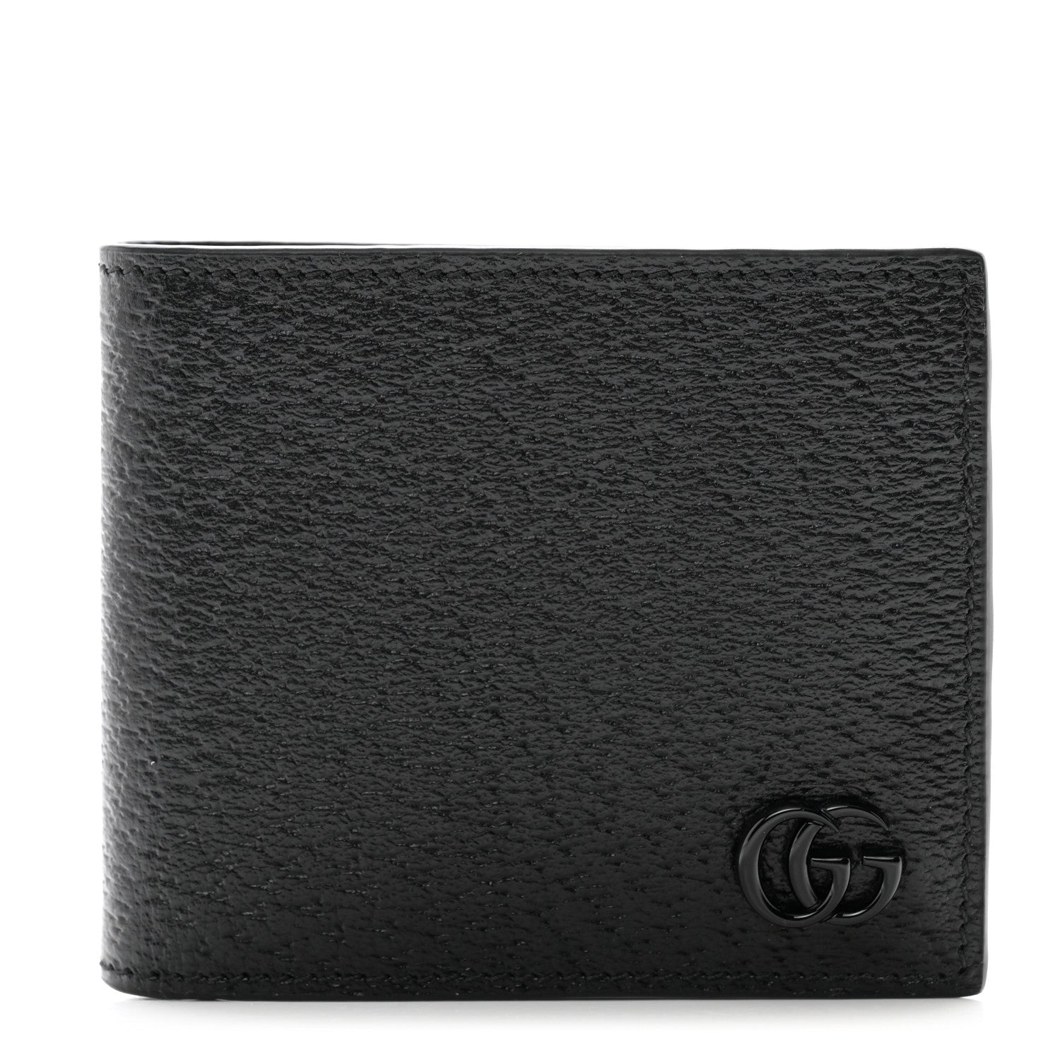Gucci Calfskin Boar Effect Monochrome GG Marmont Bi-Fold Wallet Black 1 of 9