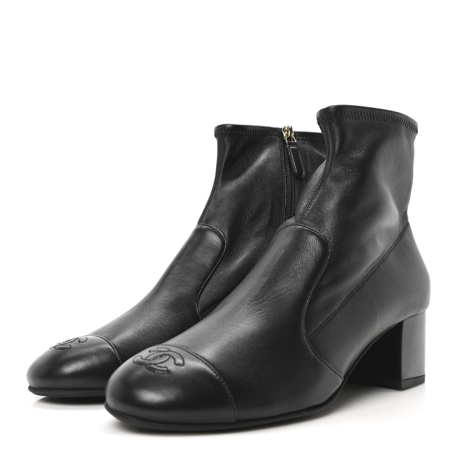 Chanel Stretch Lambskin Cap Toe CC Short Boots 41 Black 3 of 10