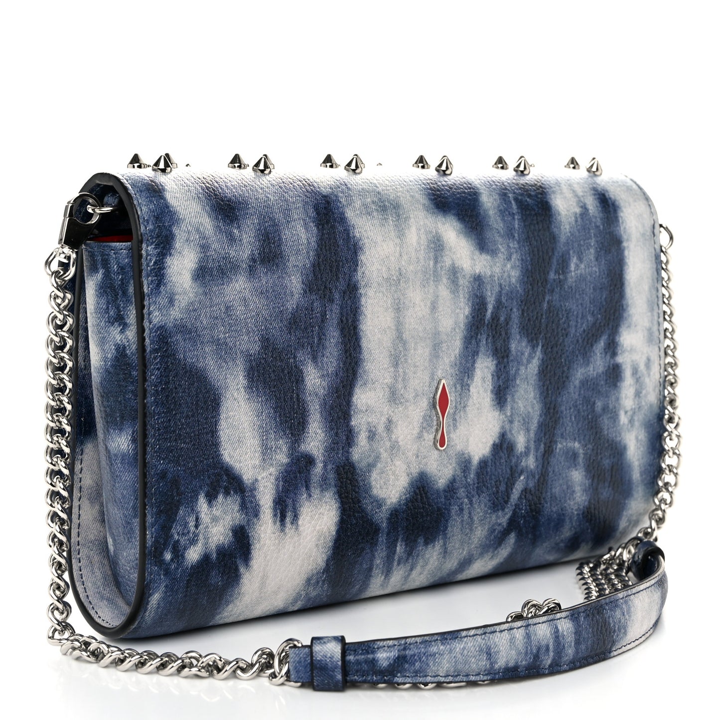 Calfskin Printed Punk Spikes Paloma Clutch Multicolor