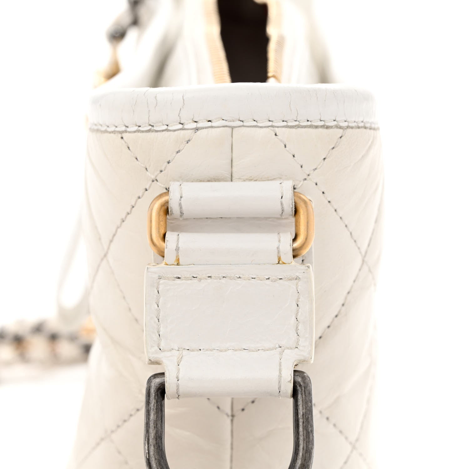 Chanel Aged Calfskin Quilted Small Gabrielle Hobo White 14 of 18