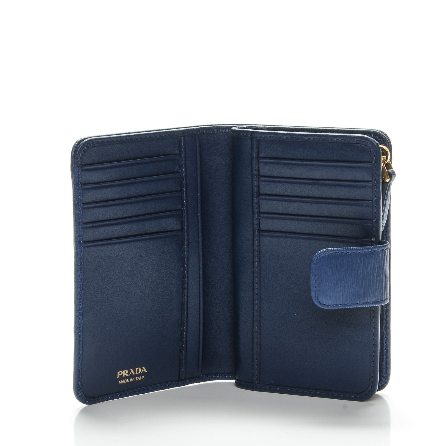 Prada Vitello Move Metal Compact Wallet Bleuette 5 of 7