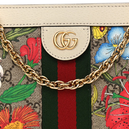 Gucci GG Supreme Monogram Flora Web Small Ophidia Chain Shoulder Bag White 9 of 12