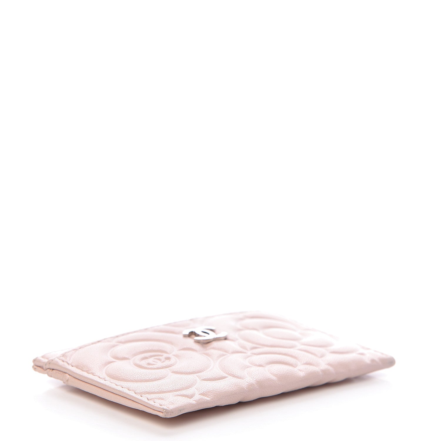 Chanel Lambskin Camellia Embossed Card Holder Nude 4 of 12