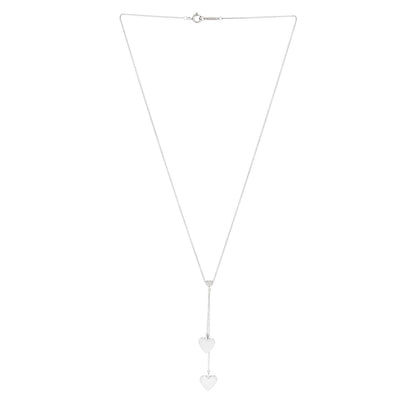 Tiffany Sterling Silver Double Heart Lariat Pendant Necklace 3 of 5