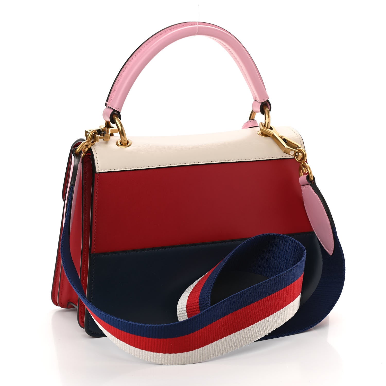 Gucci Calfskin Sylvie Web Small Queen Margaret Top Handle Bag Blue Agata Hibiscus Red Mystic White Sugar Pink 3 of 10