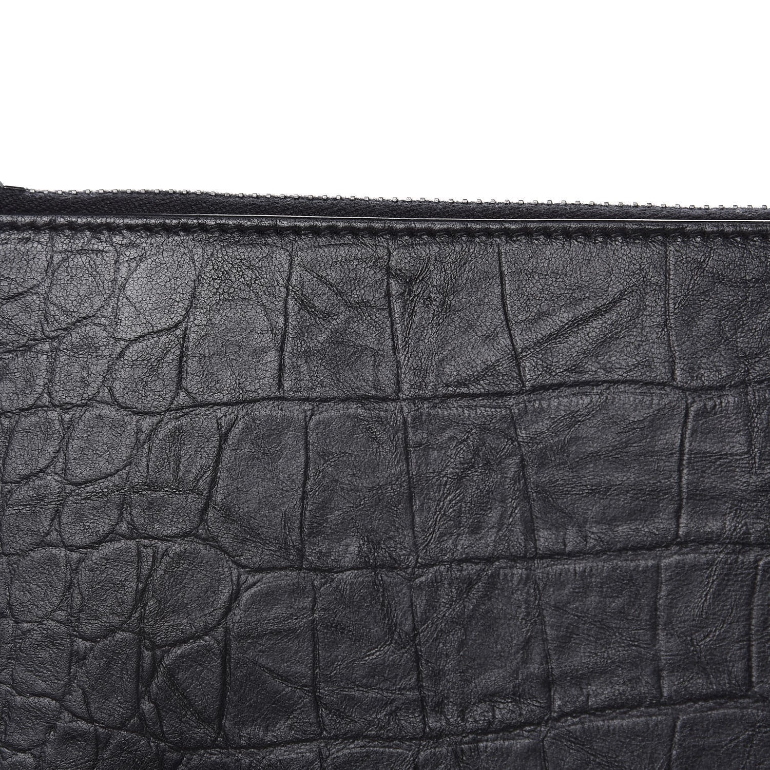 Saint Laurent Calfskin Crocodile Embossed Monogram iPad Case Black 8 of 12