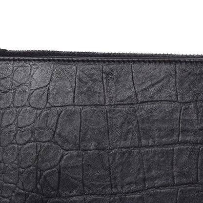 Saint Laurent Calfskin Crocodile Embossed Monogram iPad Case Black 8 of 12