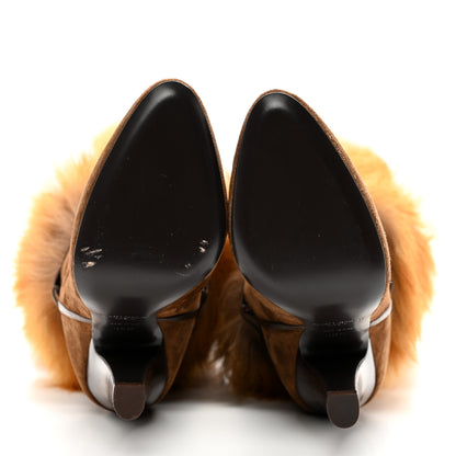 Saint Laurent Suede Faux Fur Jokull 105 Over The Knee Boots 36.5 Brown 5 of 8