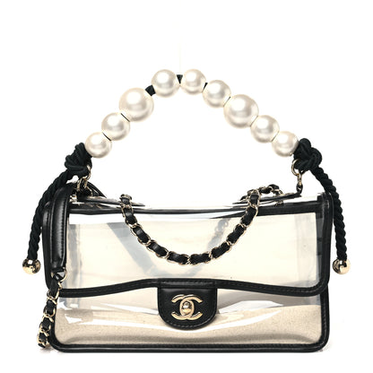 Chanel Lambskin PVC Sand By The Sea Flap With Pearl Strap Black 1 of 10