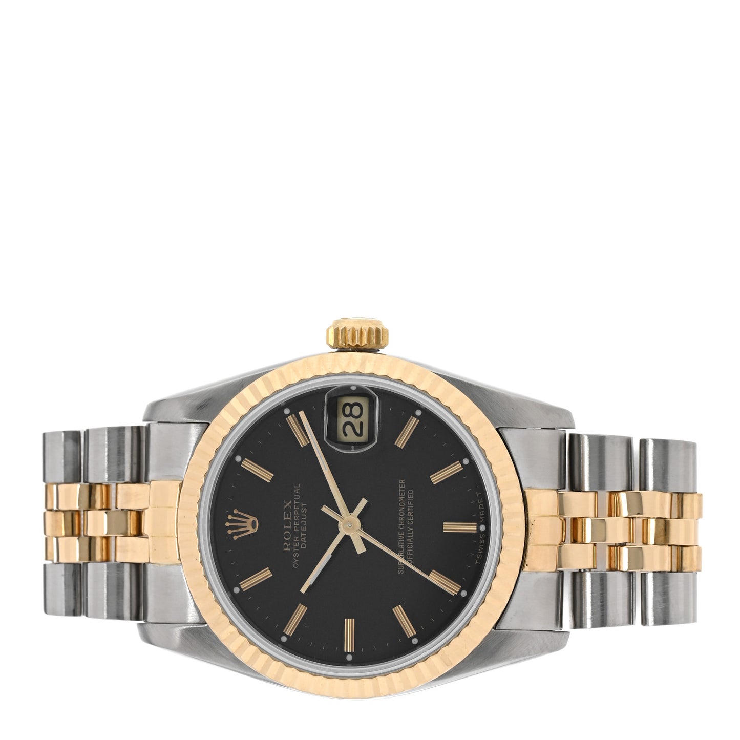 Stainless Steel 18K Yellow Gold 31mm Oyster Perpetual Datejust Watch Black 68273