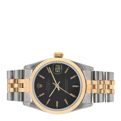 Rolex Stainless Steel 18K Yellow Gold 31mm Oyster Perpetual Datejust Watch Black 68273 2 of 4