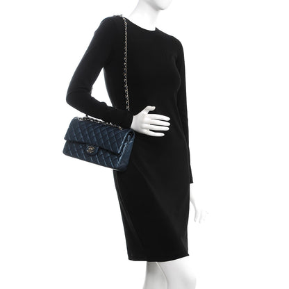 Chanel Metallic Caviar Quilted Medium Double Flap Dark Blue 2 of 9