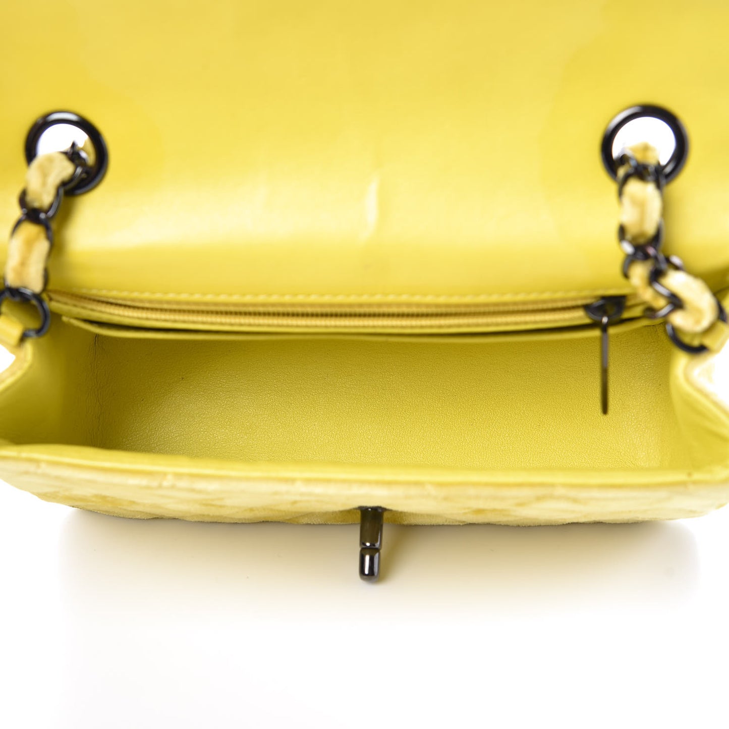 Velvet Quilted Mini Rectangular Flap Yellow