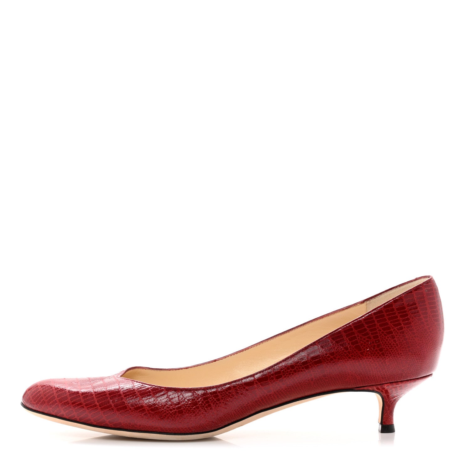 Jimmy Choo Lizard Embossed Angelica Low Heel Pumps 41 Red 1 of 7