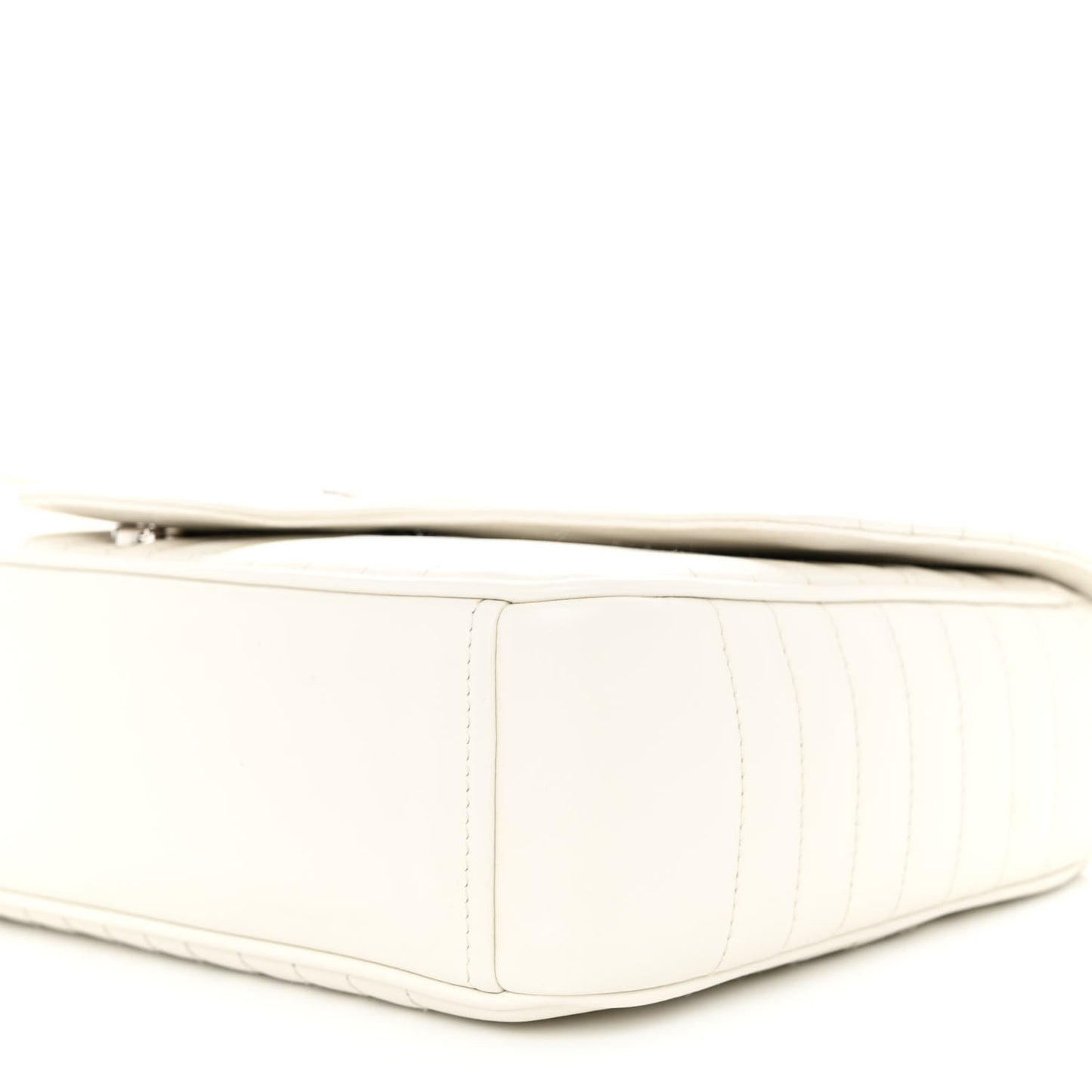 Soft Calfskin Impunture Diagramme Large Chain Flap Shoulder Bag White