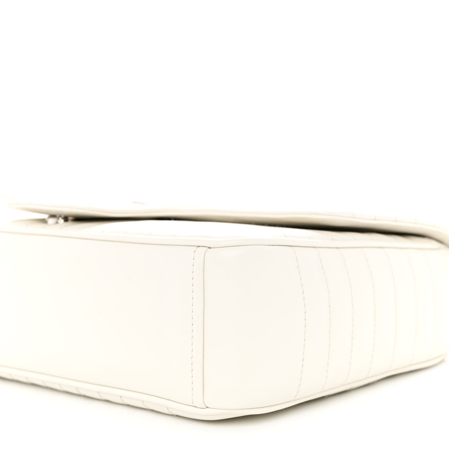 Prada Soft Calfskin Impunture Diagramme Large Chain Flap Shoulder Bag White 9 of 10