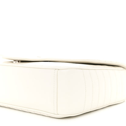 Prada Soft Calfskin Impunture Diagramme Large Chain Flap Shoulder Bag White 9 of 10