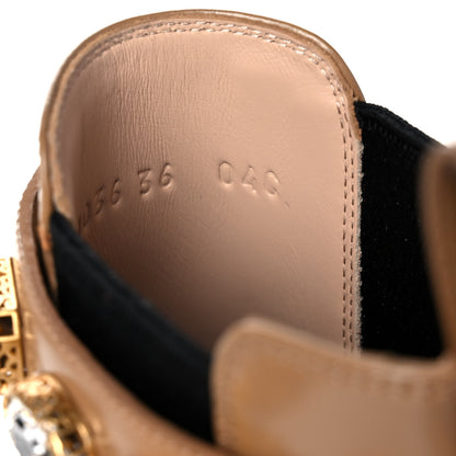 Gucci Calfskin Crystal GG Trip Chelsea Ankle Boots 36 Natural Tan 9 of 12