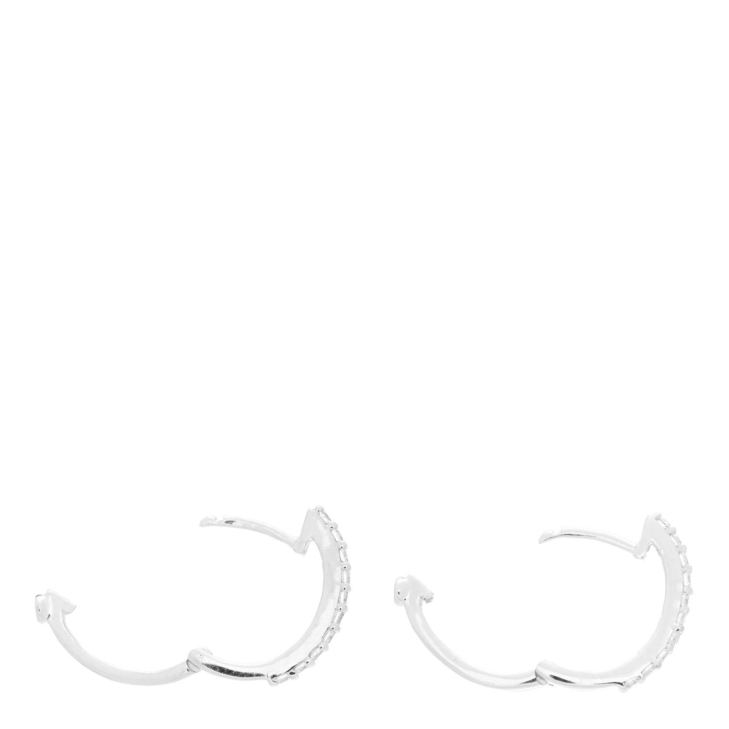 Roberto Coin 18K White Gold Diamond Pave Huggie Earrings 3 of 4